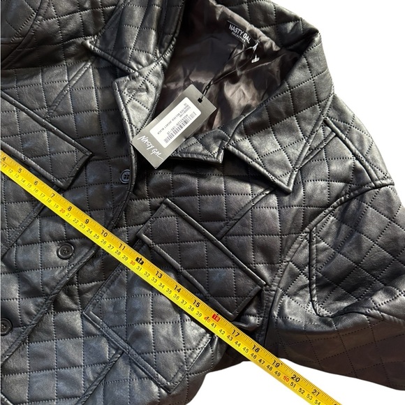 Nasty Gal Calling It Quits Faux Leather Belted Jacket NWT Women Size 6 (eur 38) - Picture 6 of 9